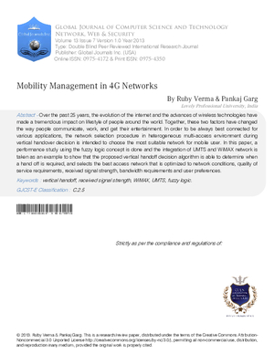 Mobility Management in 4G Networks