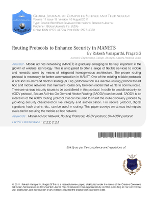 Routing Protocols to Enhance Security in MANETS