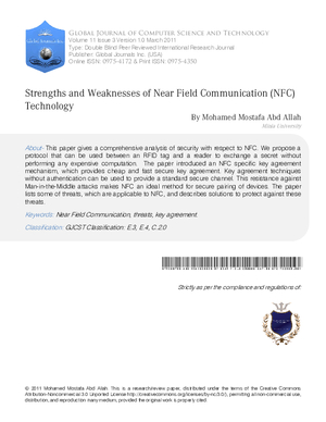Strengths and Weaknesses of Near Field Communication (NFC) Technology