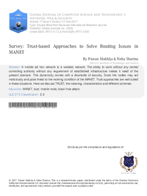 Survey: Trust-based Approaches to Solve Routing Issues in MANET