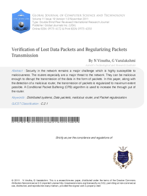 Verification of Lost Data Packets and Regularizing Packets Transmission