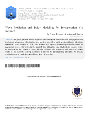 Wave Prediction and Delay Modeling for Teleoperation via Internet
