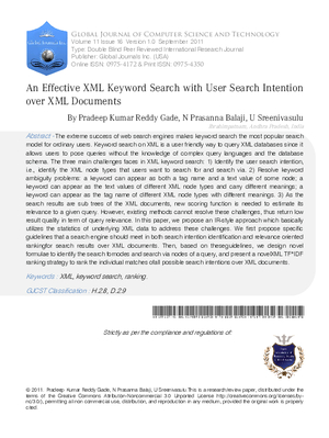 An Effective XML Keyword Search with User Search Intention over XML Documents