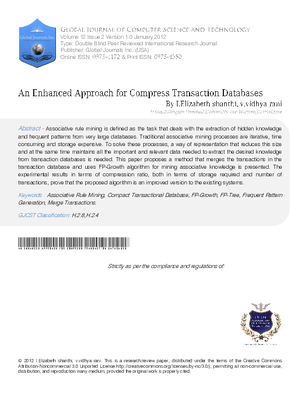 An Enhanced Approach for Compress Transaction Databases