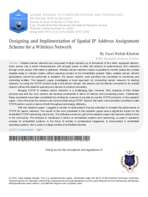 Designing and Implimentation of Spatial IP Address Assignment Scheme for a Wireless Network