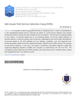 QoS-Aware Web Service Selection using SOMA