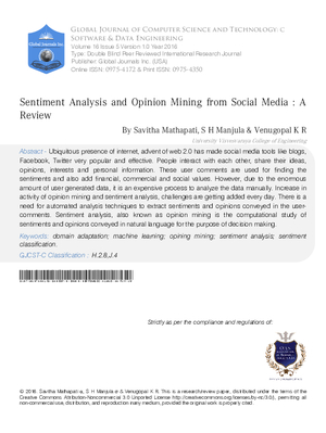 Sentiment Analysis and Opinion Mining from Social Media : A Review