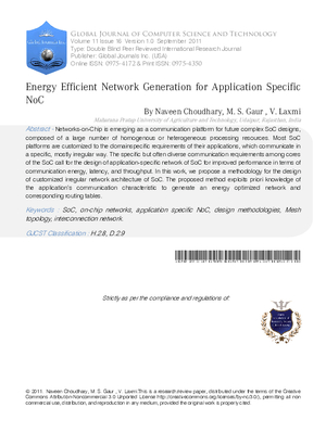 Energy Efficient Network Generation for Application Specific NoC