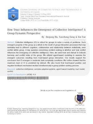 How Trust Influences the Emergence of Collective Intelligence? A Group Dynamic Perspective