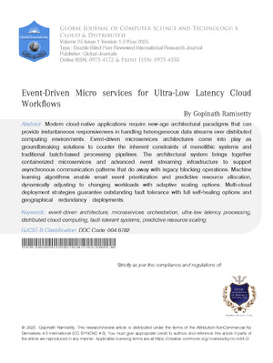 Event-Driven Microservices for Ultra-Low Latency Cloud Workflows